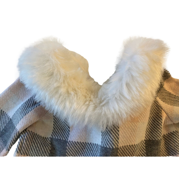 Janie and Jack Girls 🎀Dress 6-12 Months Faux Fur White Collar Holiday Winter🎀 - Picture 9 of 11